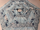 Handmade Quilted Blue White & Silver Patchwork Christmas Tree Skirt 56x48 #904