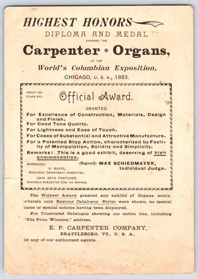 C.A. Funkhouser & Co., Pianos, Organs, Music - 1890s Victorian Trade Card - Image 2 of 2