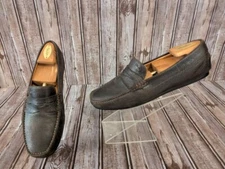 Sz 8 D Mens Santoni Italy Brown Leather Square Toe Drivers Loafers Shoes VGUC!