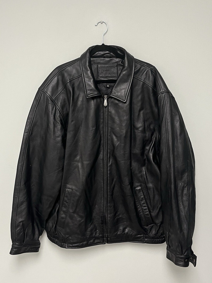 Vintage Croft & Barrow Black Leather Biker Jacket Size XXLT | eBay