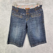 Vtg 90s Zana Di Womens Denim Bermuda Shorts Size 5 Blue Low Rise Pockets Cotton