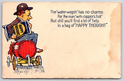 Funny Happy Thought Chewing Tobacco Postcard 