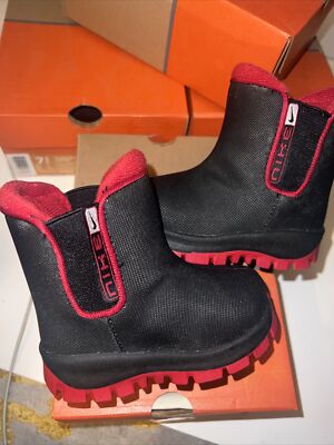 NEW Nike Baby Galosh Boot Black Varsity Red Sz 4c Rain Snow Shoes