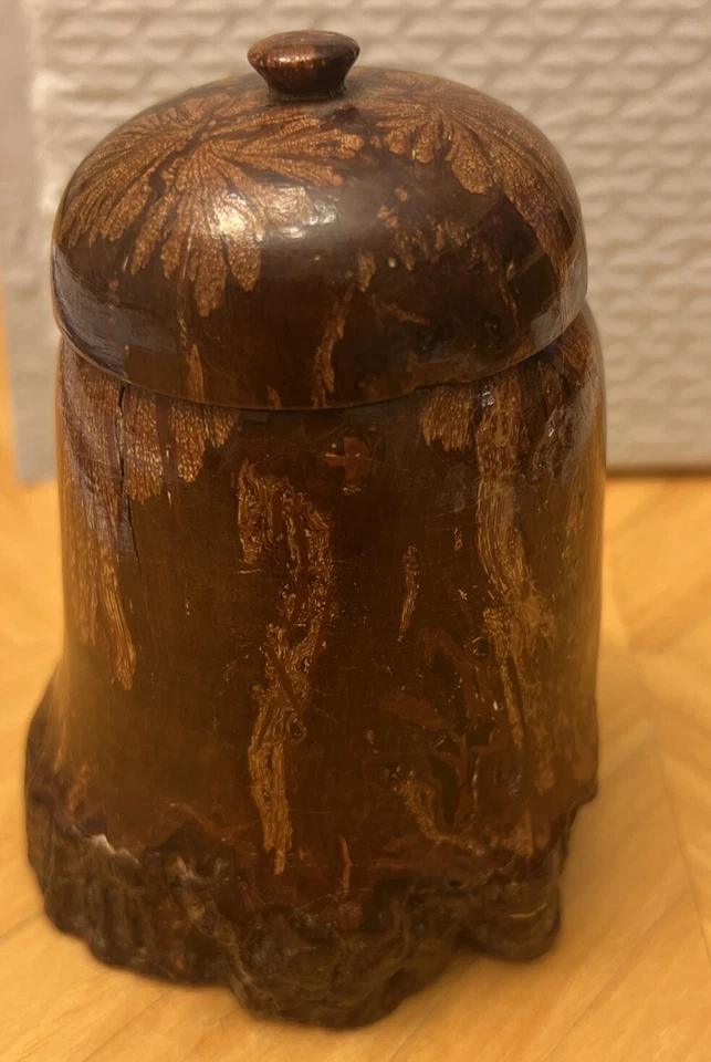 Caja de baratijas de madera de crisantemo con tapa, hecha a mano, interior redondo, vintage, rústico Foto 4 de 4