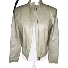 Elements Women Lime Green Leather Jacket Size Medium Biker Outdoor