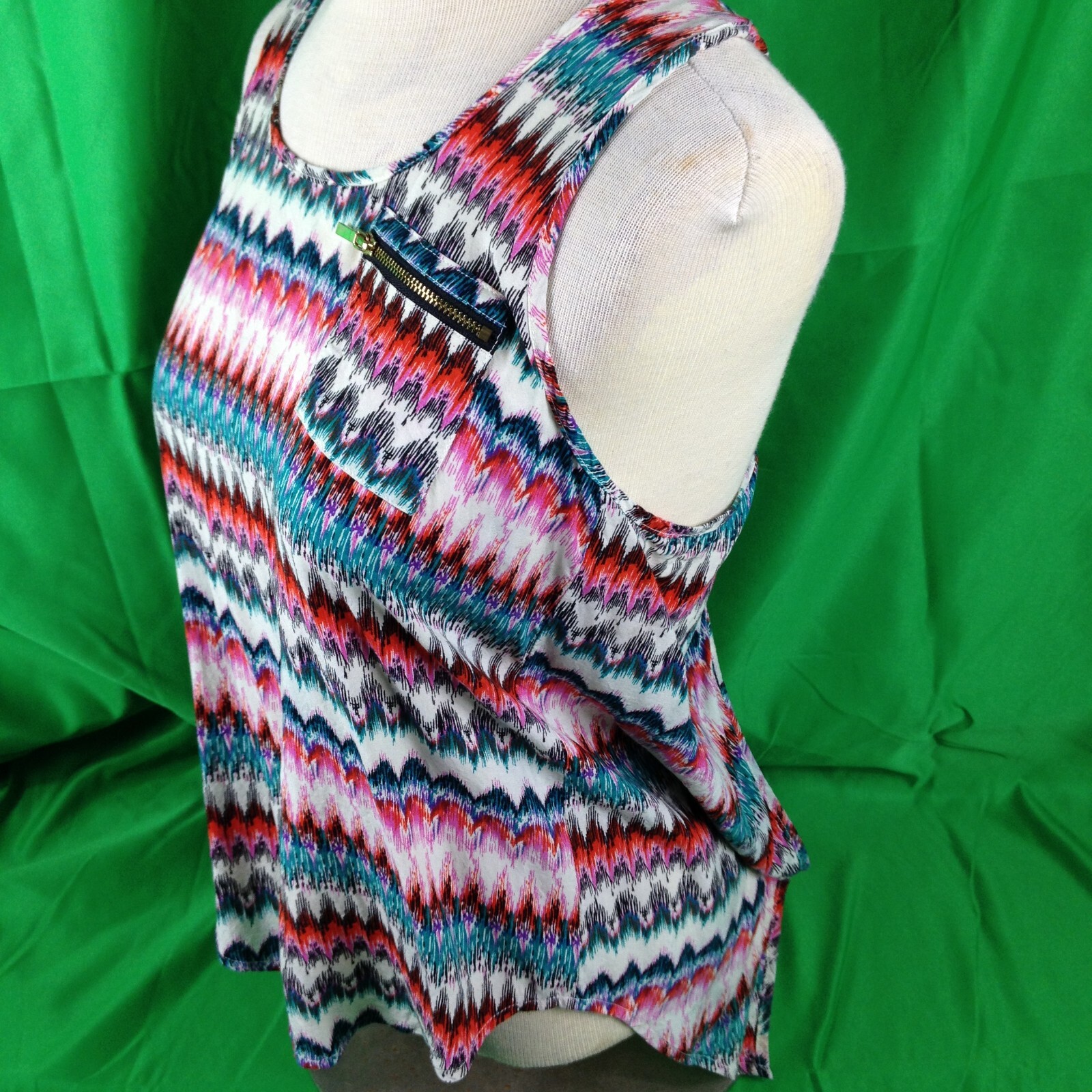 BEBE Womens Multicolor Aztec Open Split Back Tank… - image 3