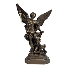 Saint St Michael Archangel Defeated Lucifer Greek Statue Sculpture Bronze Color