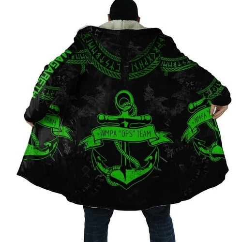Viking Tattoo 3D Printed Long Sleeve Jacket Hooded Cloak Winter Coat Men Costume - Picture 10 of 26
