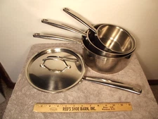 Set of 4 Threshold Stainless Steel Pots & Pans 8.5" Sautee Pan - Oven Safe 500F