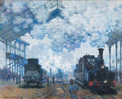  claude monet steam engine Large painting Print  90cm x 60cm vintage  art old