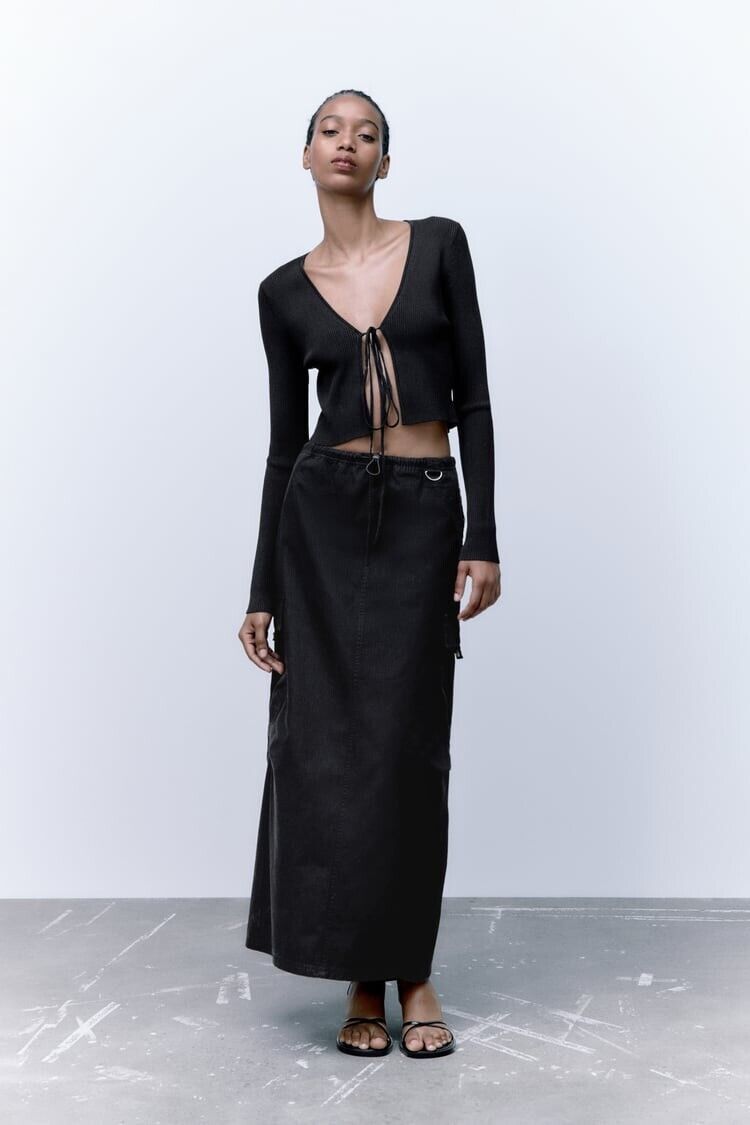 Zara Black Cargo Pocket skirt Maxi Cotton Size S | eBay Zara Black Cargo Pocket skirt Maxi Cotton Size S | eBay