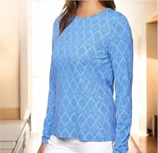 Hang Ten Blue Diamond Print Rash Guard Athletic Top Size Med