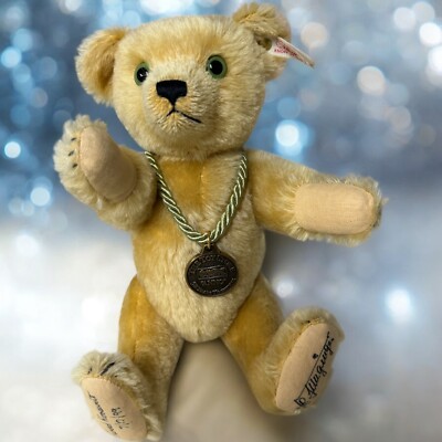 Steiff Mohair Anno Bear Jointed Signed Tweed Roosevelt 50 Years Together 10 in