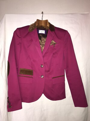 White Label Damen Blazer Neu Gr 38 AzA 48 Mehrfarbig Cotton Mix Samt Besatz
