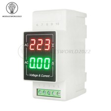 DIN Rail LED Digital Voltage Current Meter AC380V Single-phase 220V Dual Display