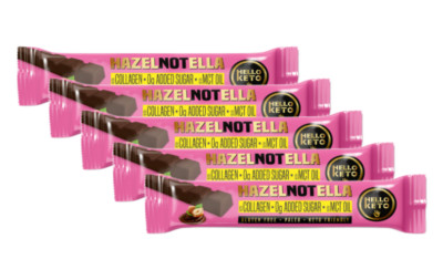 5x 40g Hello Keto Riegel Bar Nuss Nougat Schokolade mit Collagen Glutenfrei