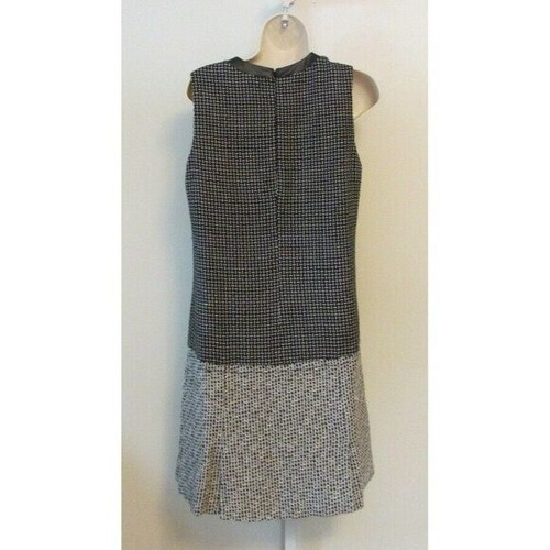 DVF Diane von Furstenberg Aida Dash Weave roto tweed negro blanco vestido recto 8 - Imagen 3 de 4