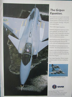 6/1995 PUB SAAB SCANIA MILITÄRFLUGZEUG NATO JAS 39 GRIPEN MULTIROLE FIGHTER AD