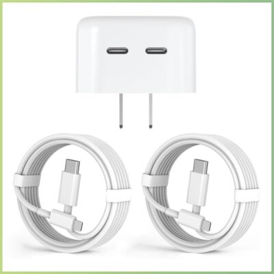 2 Port USB-C Home Wall PD 35W Fast Charger for iPhone Samsung Android Cell Phone