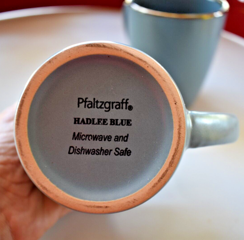 2 ~ PFALTZGRAFF HADLEE BLUE 4 1/8" Mug Brown Metallic Rim Matte Stoneware - Picture 4 of 4