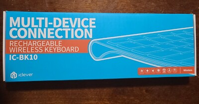 iClever Ultra Slim  Rechargeable Wireless Keyboard IC-BK10 White & Silver