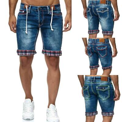 Dicke Naht Bermuda Herren Shorts Jeans-Bermuda Kurze Hose Capri Sommer Jeans DE