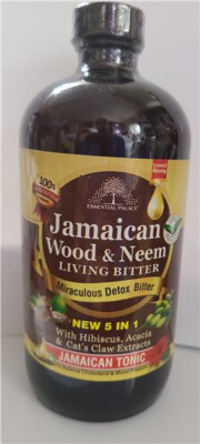 Organic Jamaican Wood & Neem Living Bitter Cholesterol Blood Pressure Tonic 16OZ