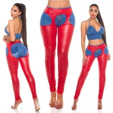 Sexy Damen Overknee-Stulpen Chaps in Leder-Look Rot #GW1021