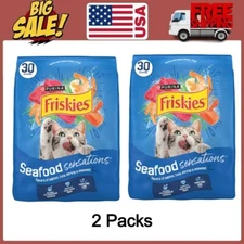 2 Packs 30lb Bag Purina Friskies Dry Cat Food Seafood Sensations