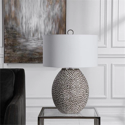 Uttermost Cyprien Transitional Iron Ceramic and Fabric Table Lamp in Gray - Picture 7 of 9