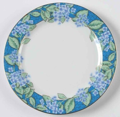 4 dinner PLATES, BAVARIA GERMANY Graf von Henneberg, blue green purple FLOWERS