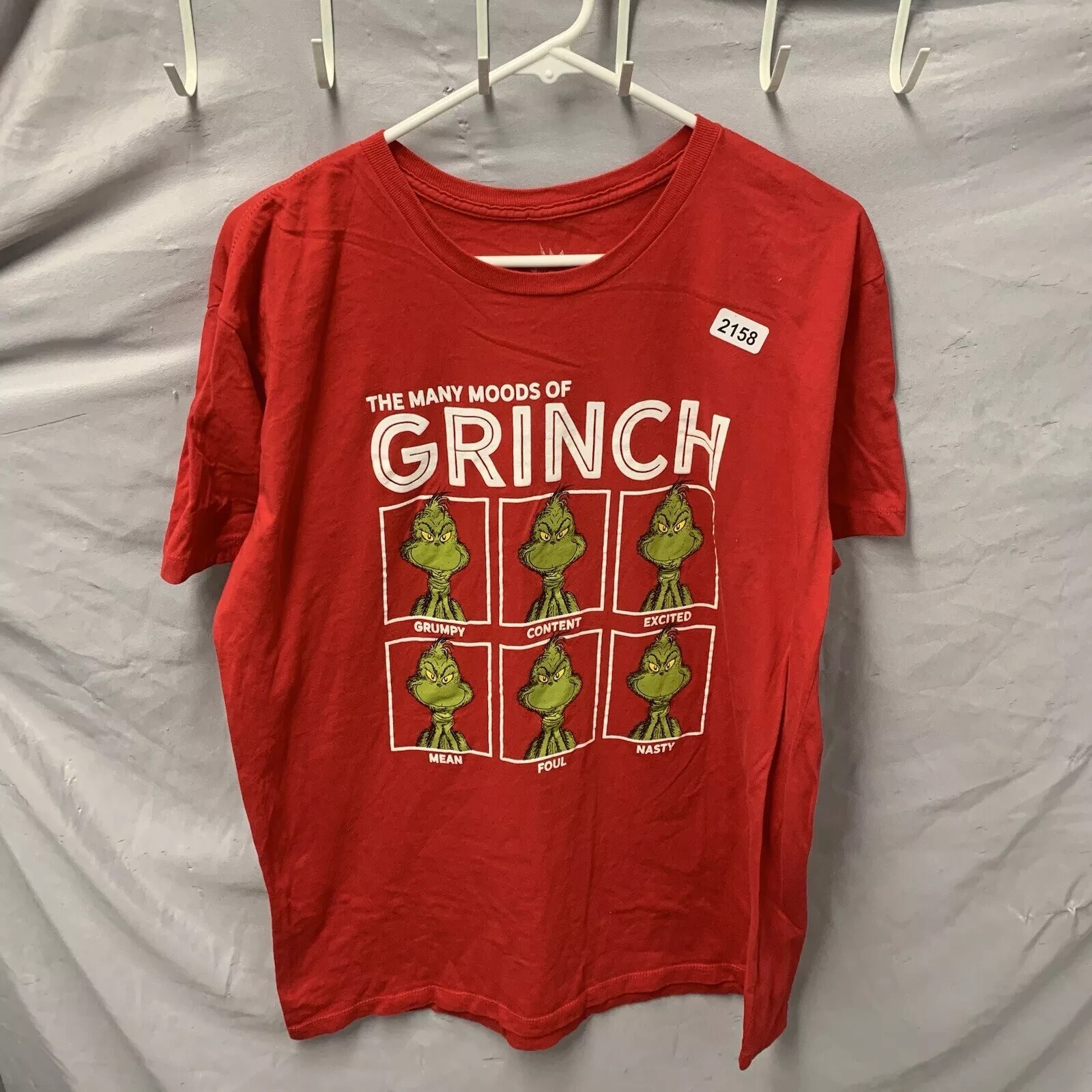The Grinch Shirt Adult Extra Large Red Short Sleeve Christmas Moods Mens