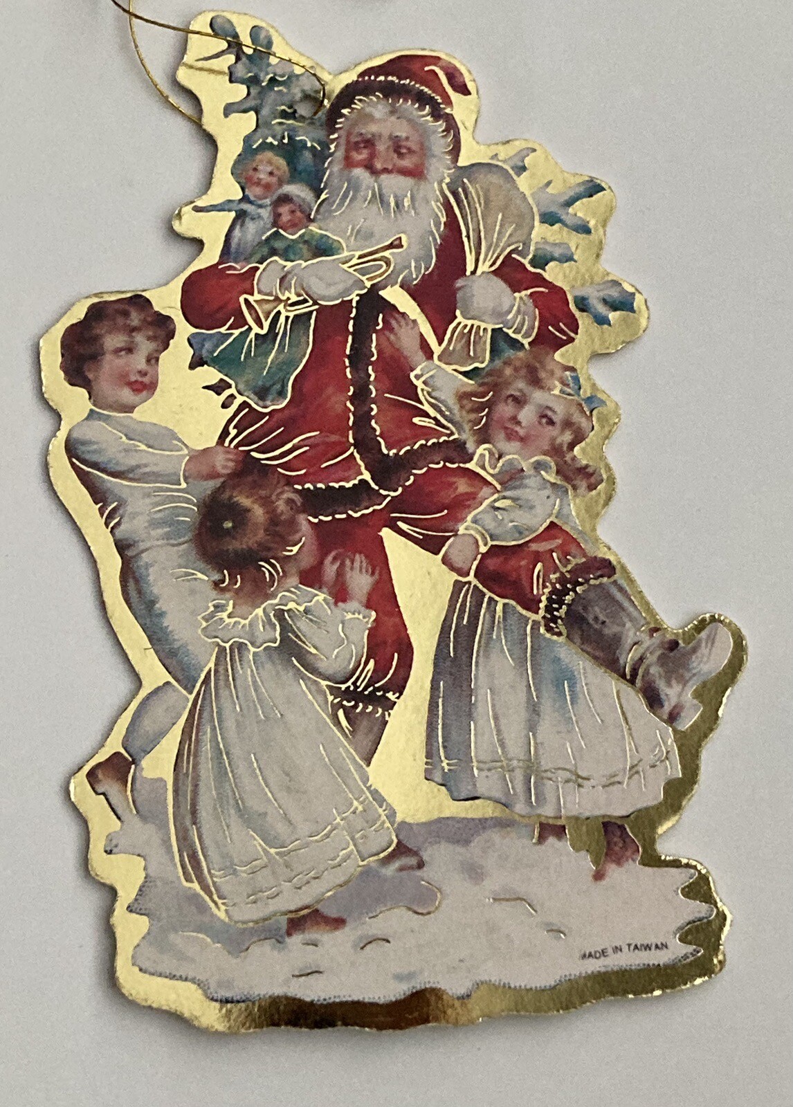 Vintage Die Cut Santa Claus Christmas Ornaments Cardboard Victorian Old