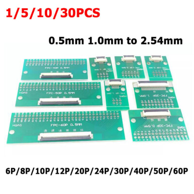 FPC/FFC Flat Flexible Cable Adapter Board 0.5mm 1.0mm to DIP 2.54mm Connectors