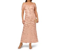 Adrianna Papell Womens Plus Off The Shoulder Mermaid Dress RoseGold Size 20W NWT