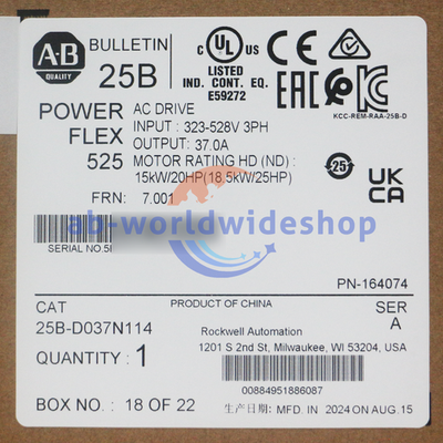#ad #ad Allen Bradley 25B D037N114 PowerFlex 525 18.5kW 25Hp AC Drive Variable Frequency $1265.00