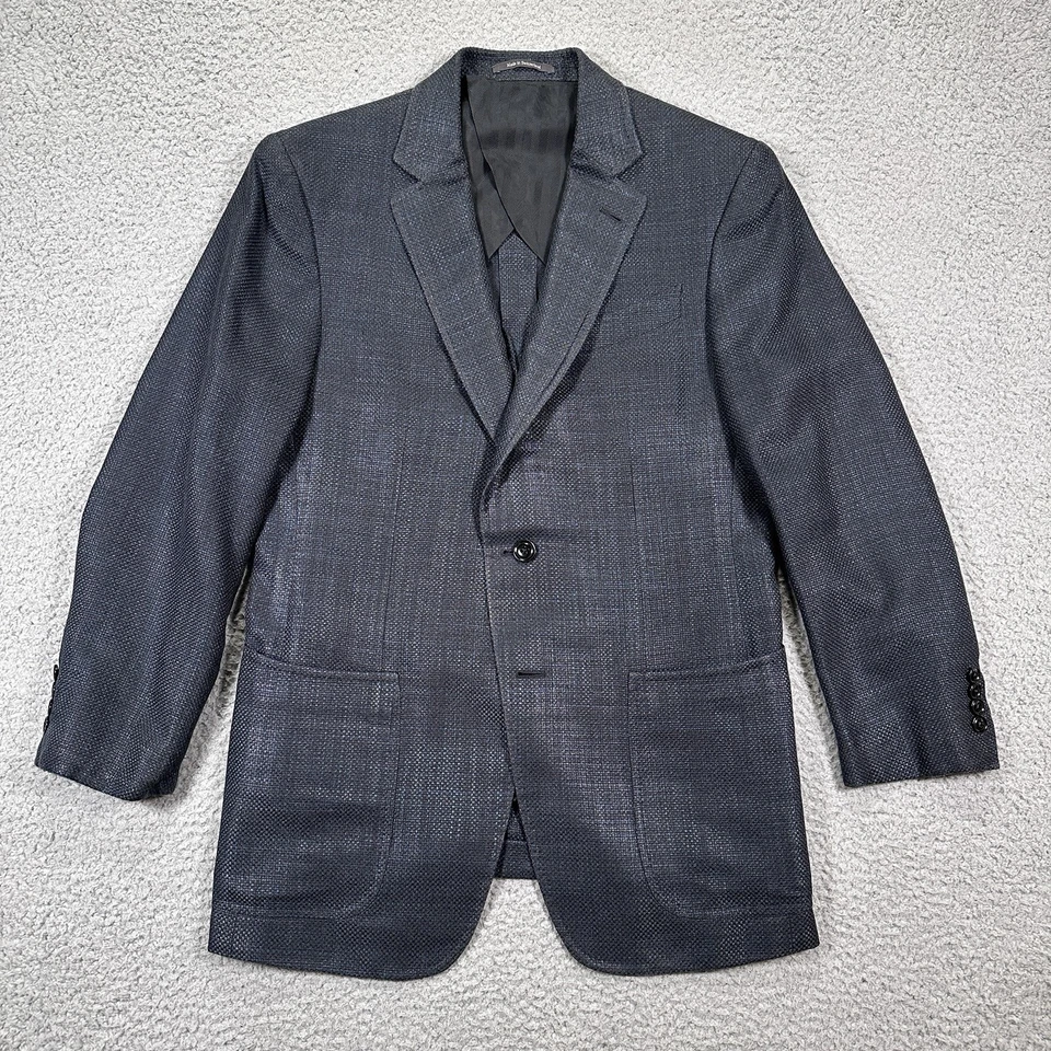 Ermenegildo Zegna Manhattan Blazer Mens 40R Silk Cotton Charcoal Gray Navy - Image 2 of 4