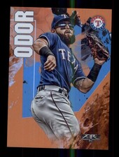 2019 TOPPS FIRE #154 ROUGHNED ODOR ORANGE /299 TEXAS RANGERS