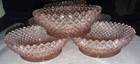 Set Of 6 Pink Westmoreland Glass English Hobnail Small Berry Bowls Sawtooth Edge
