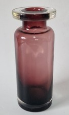 Large Vintage Hand Blown Amethyst Purple Art Glass Bottle Vase