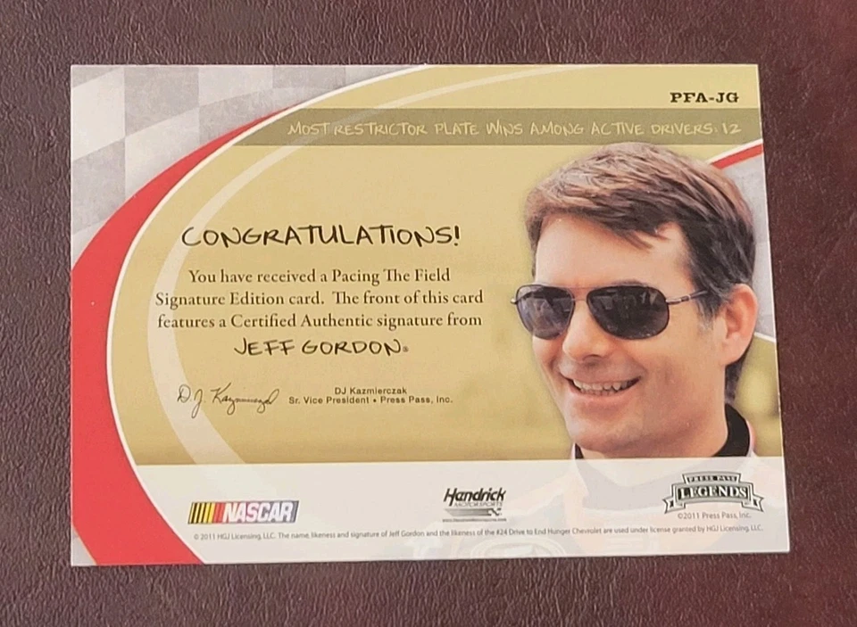 2011 Press Pass Legends JEFF GORDON PACING THE FIELD ON CARD AUTO SSP /50 - Image 3 of 3