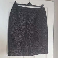 M&S Portfolio Black Silver Metallic Sparkle Pencil Skirt Size 16 Work Occasion