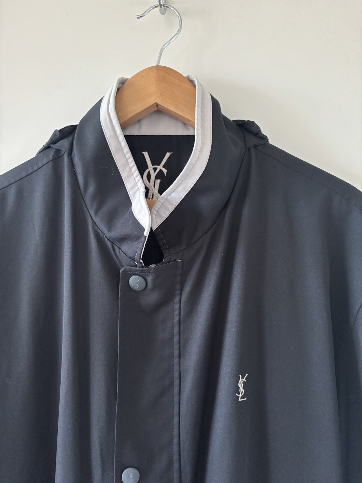 YSL SAINT LAURENT-SIZE M-MENS DARK NAVY HARRINGTON ZIP UP SPRAY JACKET Y2K image 2