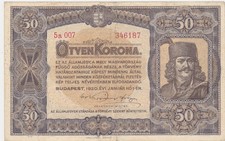 HUNGARY 50 KORONA 1920 VF