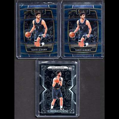 SANTI ALDAMA (3) Card Lot - 2021-22 Panini Select & Obsidian - Memphis Rookie RC