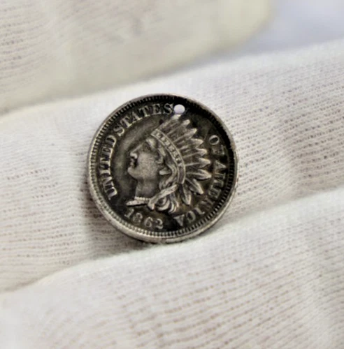 1862 US Indian Cent 1c (CN) VF (Hole)