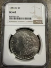 1884-O Morgan Silver Dollar $1 NGC MS62 – Brilliant Uncirculated BU
