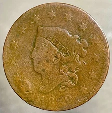 1820 Large Cent United States Matron Head Obverse    Mintage:  4,407,550