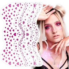 Glitter Freckles Face Tattoo, 6 Sheets Pink Temporary rosered