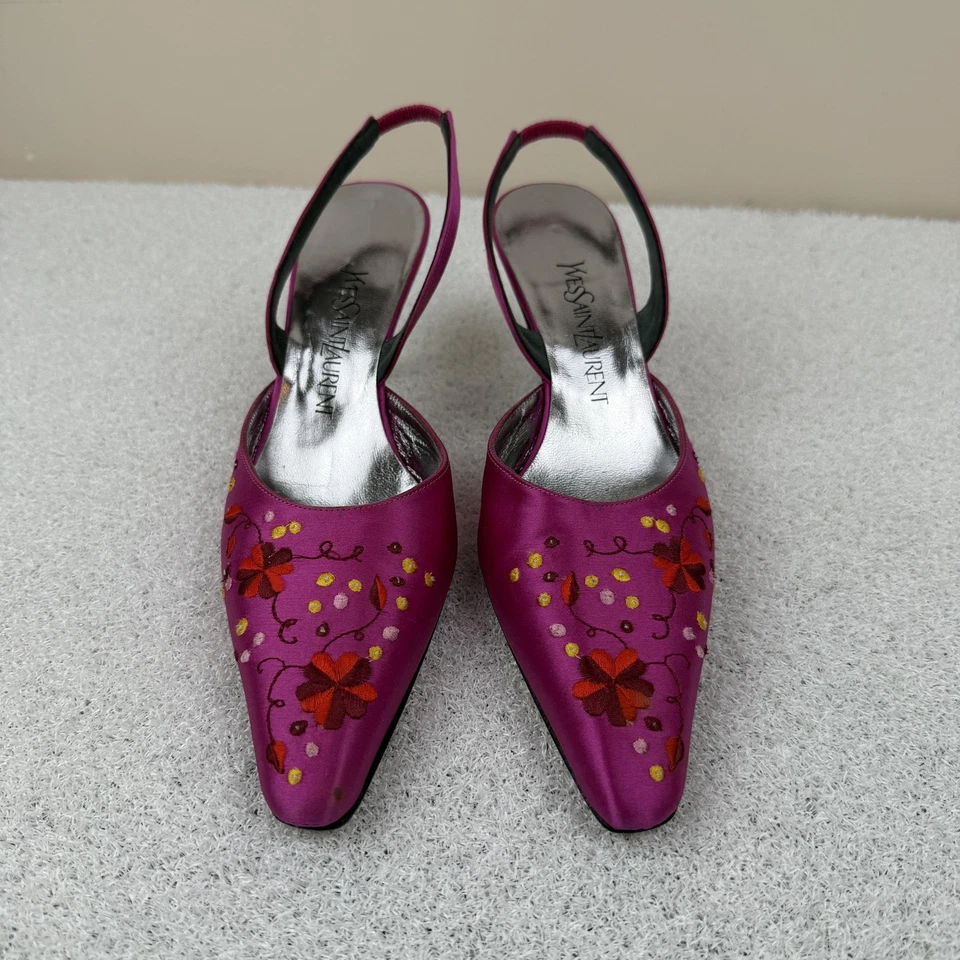 Zapatos Yves Saint Laurent para mujer talla 6 tacones con cordones bordados hechos en Italia Foto 2 de 4